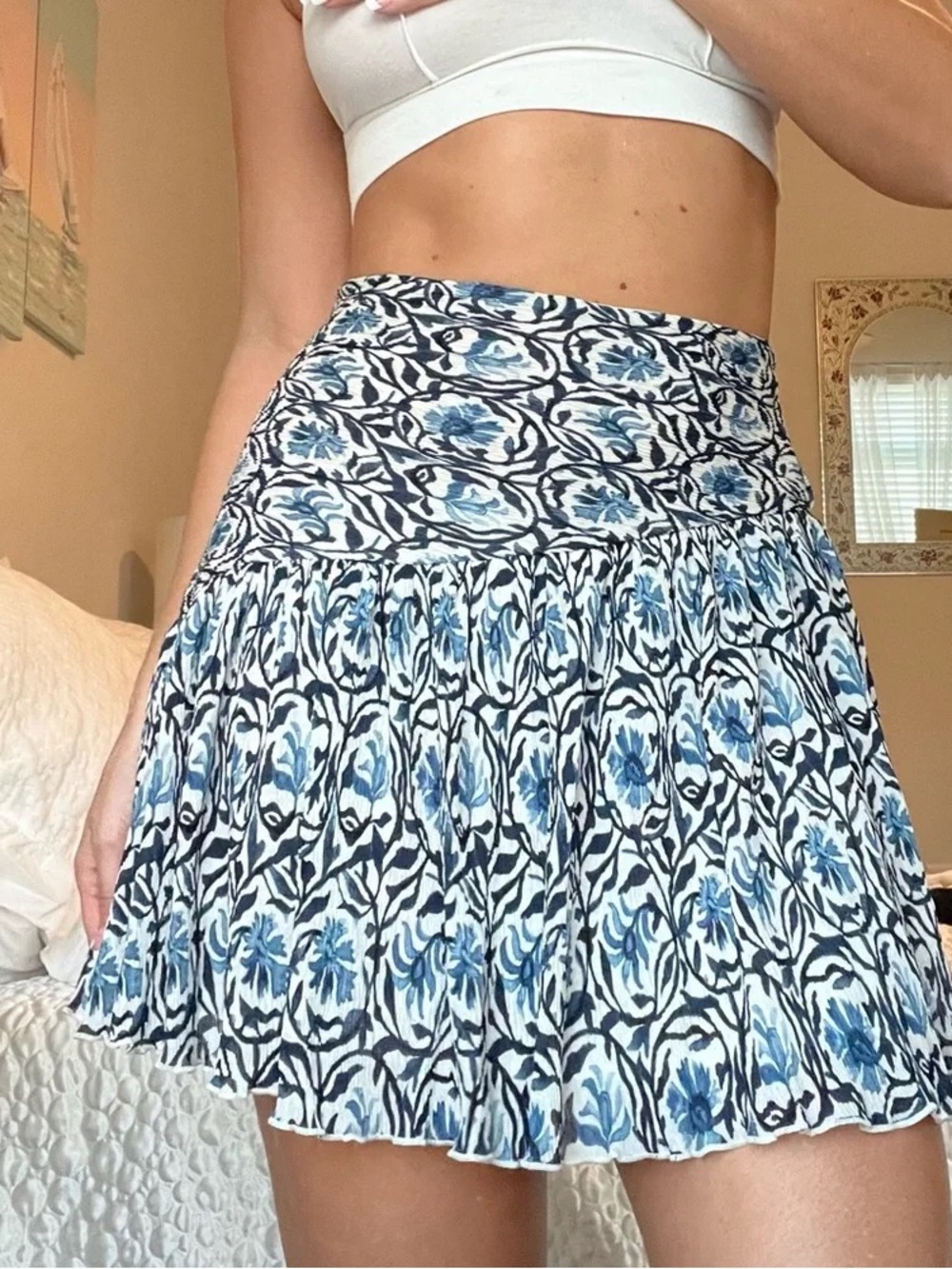 H&M Blue Floral Mini Skirt